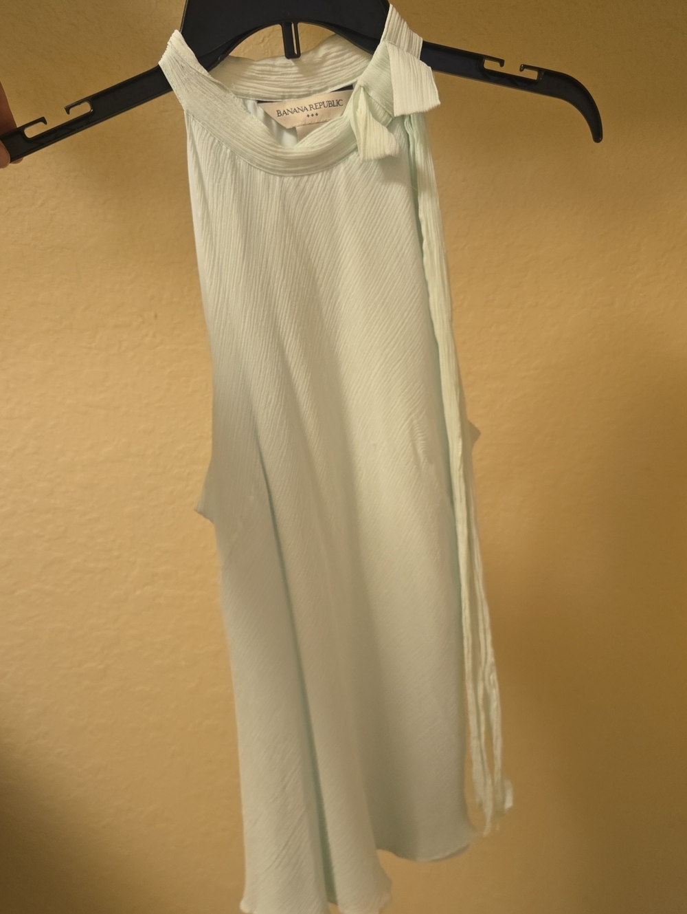 Banana Republic Mint Green Pleated Halter Tie-Neck Top